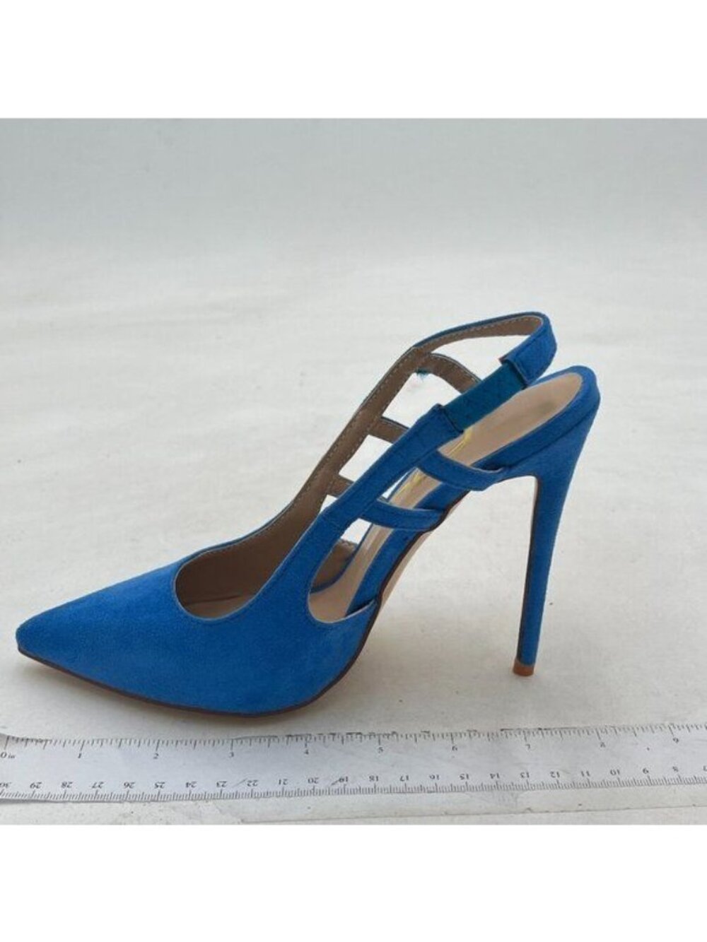 FSJ Women Pointy Toe Cutout Slip On Pumps Stilettos High Heel Slingback Gladiato